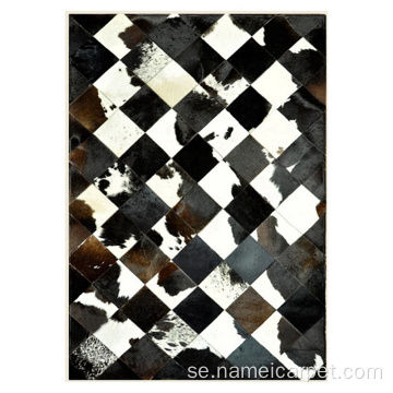 Cowhide Black and White Leather Center Area Rug